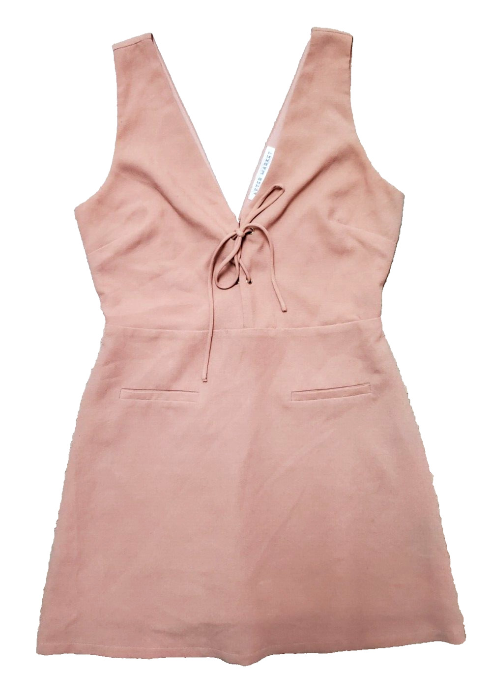 After Market Peach Sleeveless Ladies Dress Size Large Back Zipper Faux Pockets