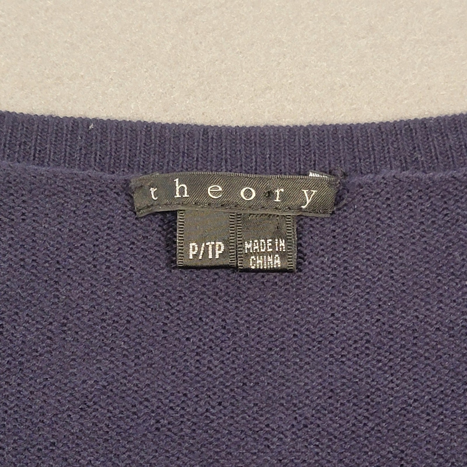 Theory Cashmere Blend Dress Blue Black Women’s Petite Long Sleeve Lace Front
