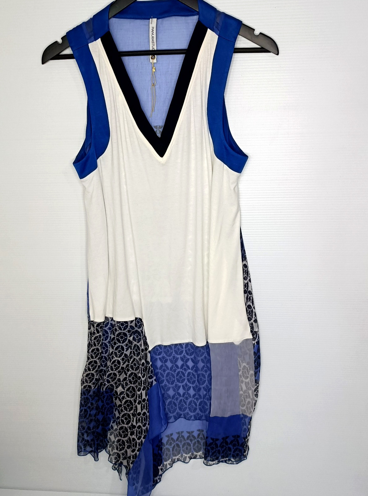 Pianurastudio Silk Blend Dress Chiffon Sheer Back Sleeveless Size 14 (46 Italy)