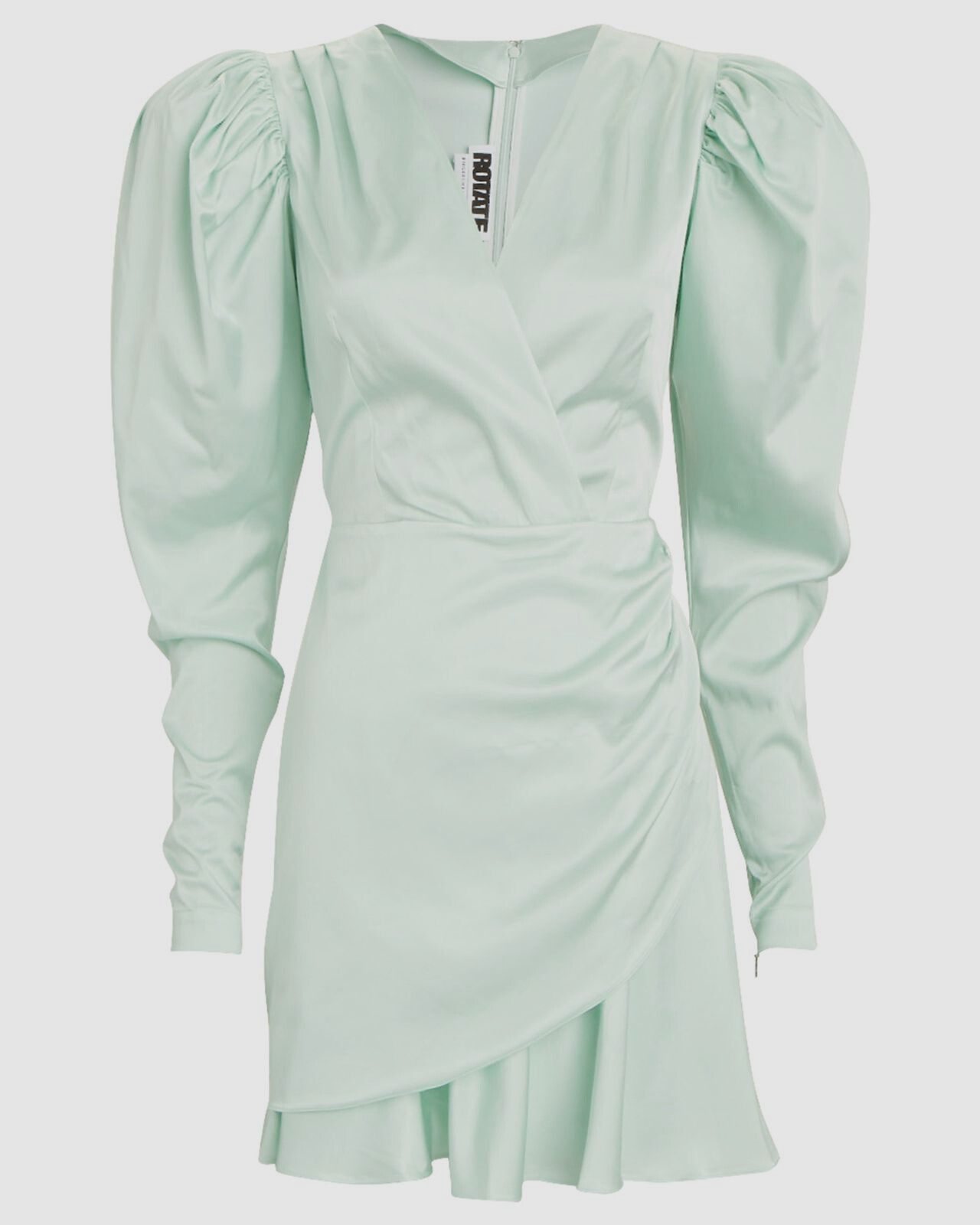 $535 ROTATE Birger Christensen Women Green Puff Sleeve Mini Dress EU 42/ US 10