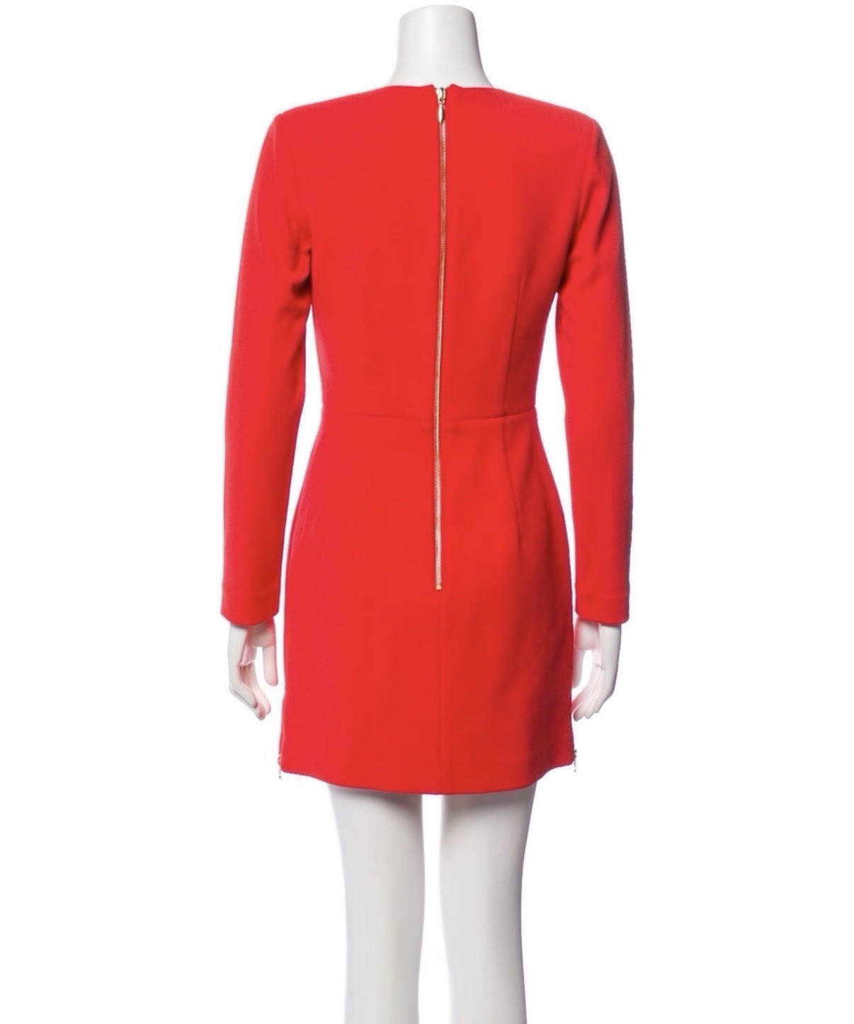 Rebecca Vallance Red Long-Sleeve Mini Dress with Heart Buttons XS $545
