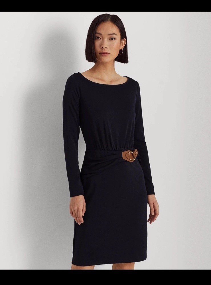 NEW Ralph Lauren Dress Cocktail Evening Quiet Luxury Navy Gold Old Money 8