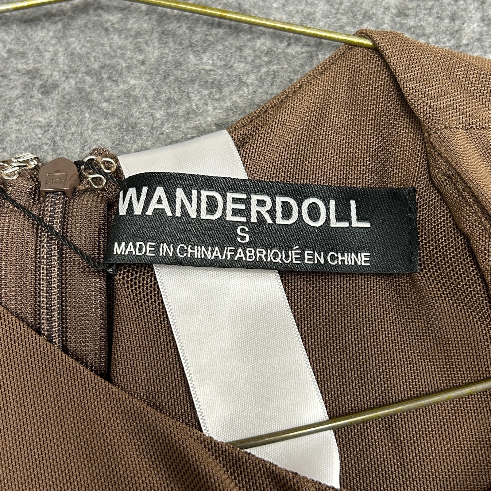 Wanderdoll Cole Dress Womens S Maxi Gown Drape Ruched Skirt & Top Set Brown