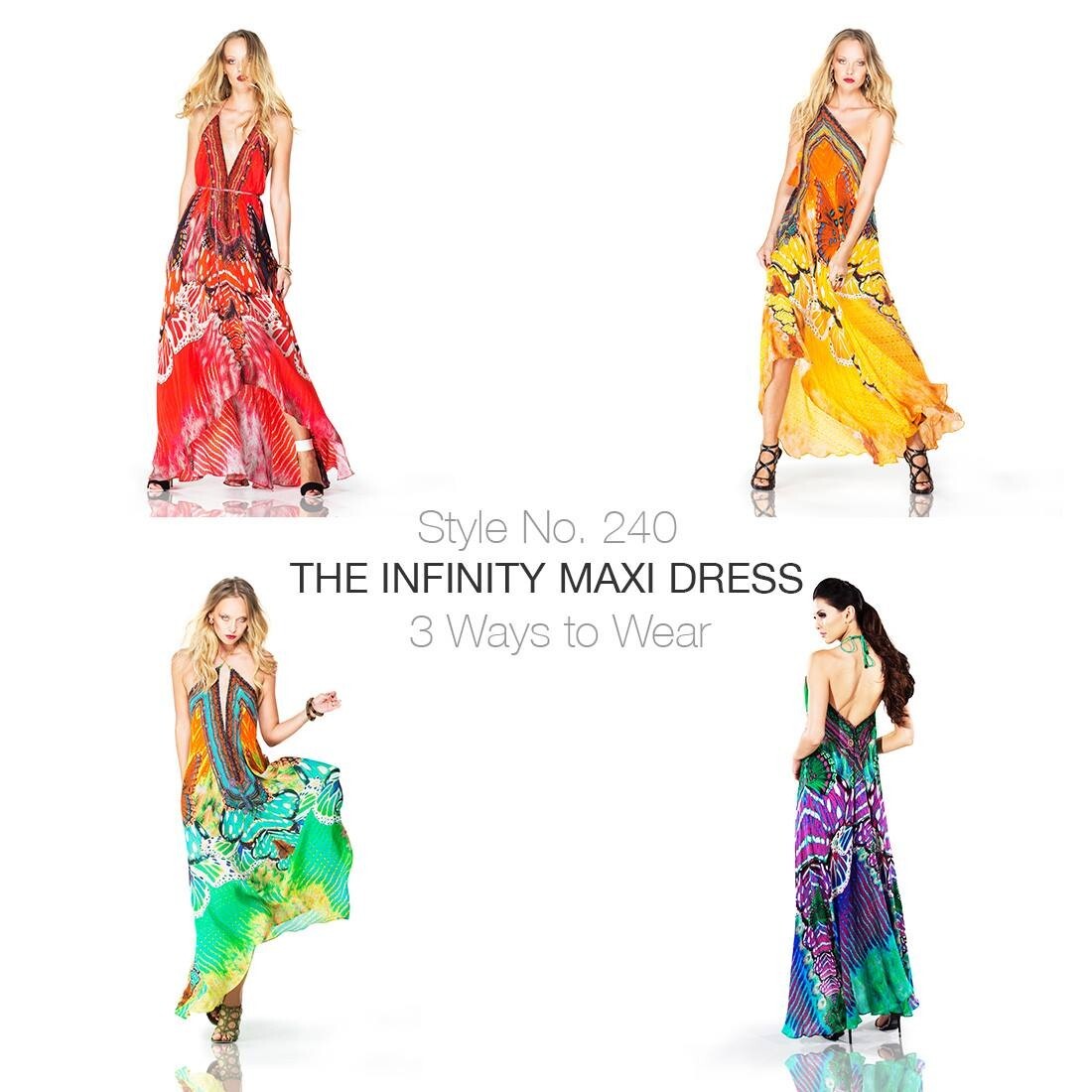 SHAHIDA PARIDES Rhinestone 3-Way Convertible Silk Maxi Hi-Lo Dress O/S S M L XL