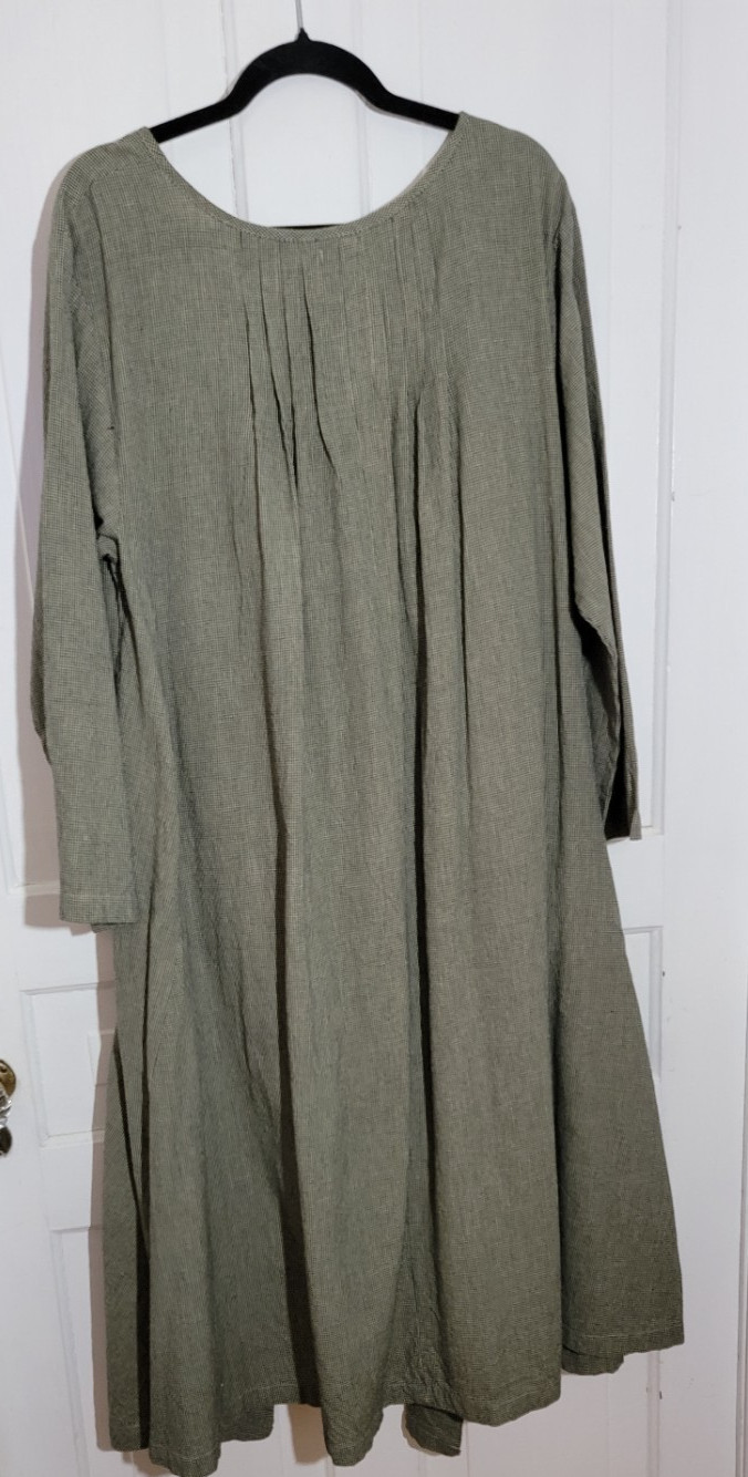 $128 NWT Tulip Clothing Lexi Dress Micro Houndstooth Lagenlook Cotton Pockets XL