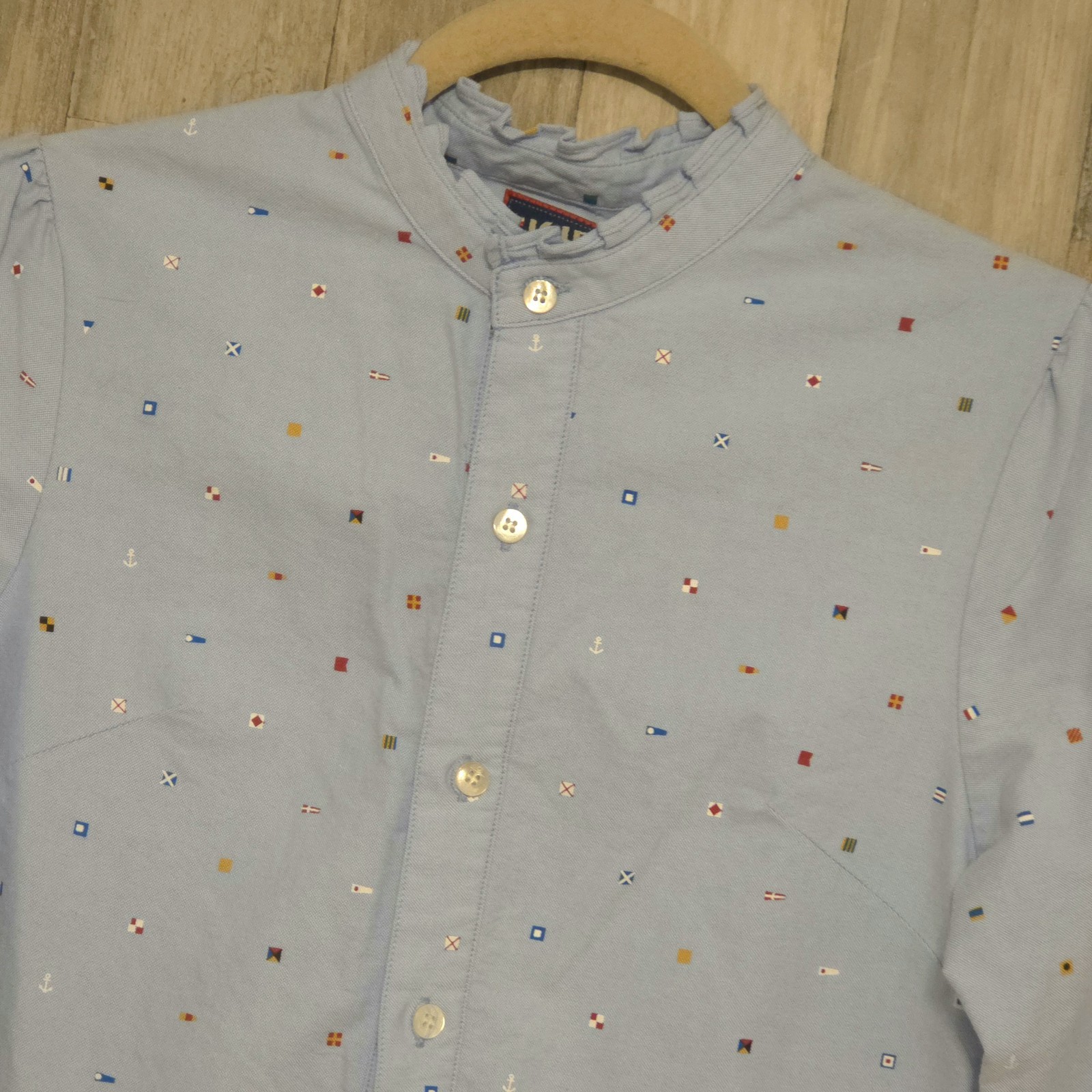 KJP Kiel James Patrick Seafari Mini Dess Button Up Size XS Blue Coastal No Belt