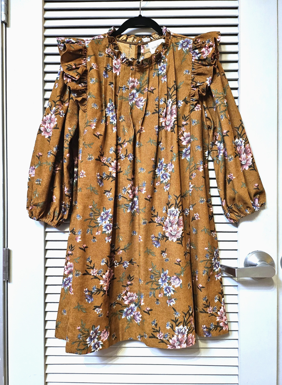 camel corduroy floral pttrn dress XL