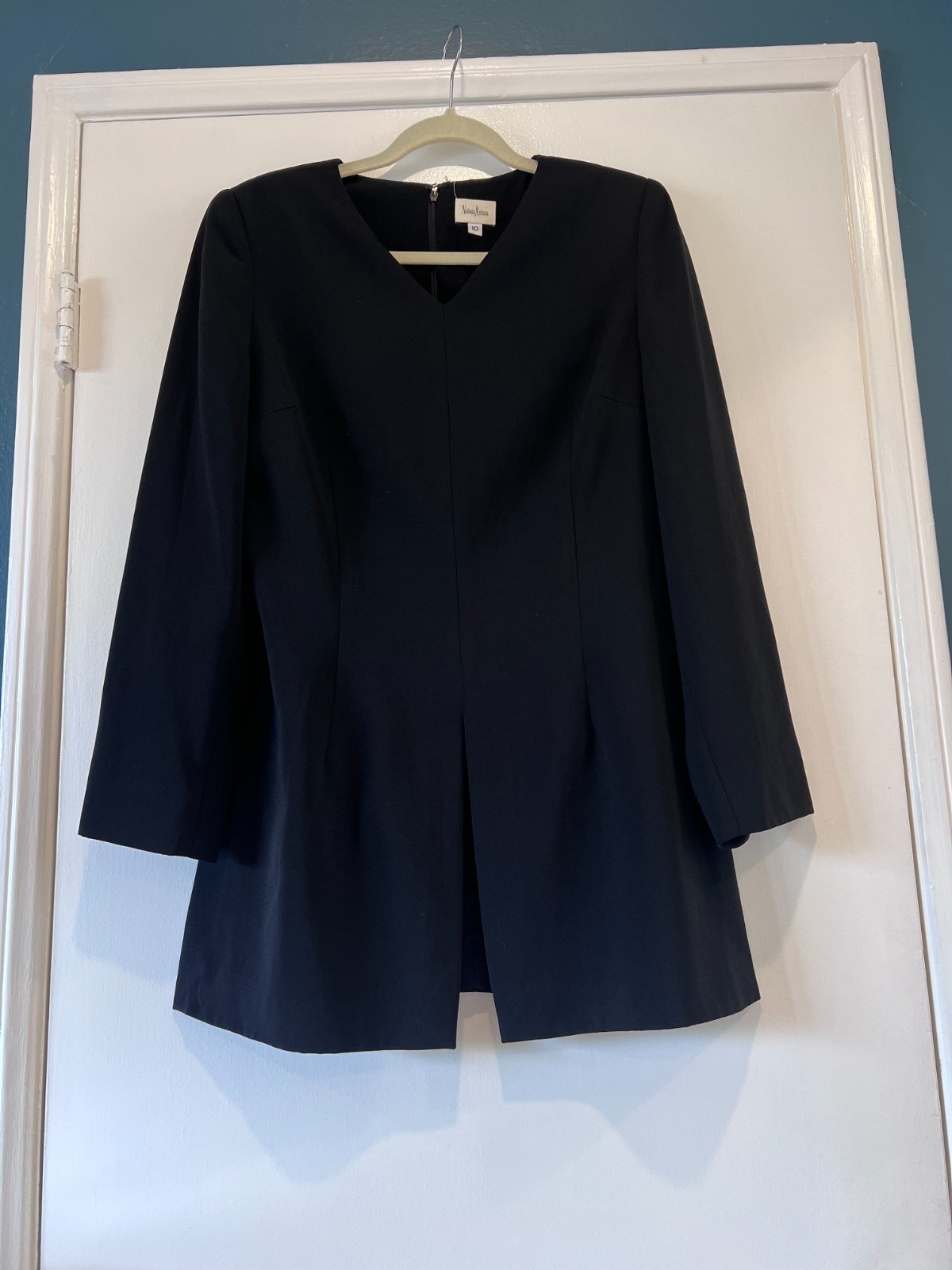 VTG Neiman Marcus Black Tunic Jacket Size 10 90s Y2K Structured Minimalist Blaze