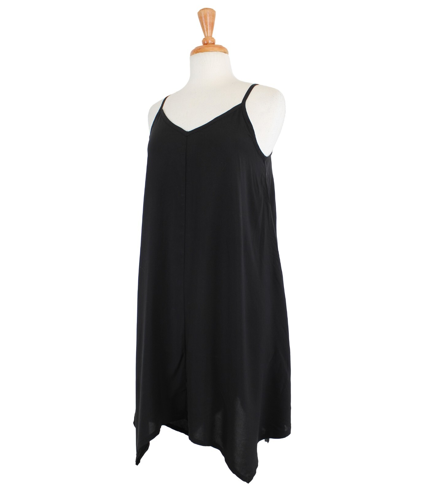 Mossimo Women’s Swing Sun Dress Trapeze Strappy Ebony Rayon, Black, Medium