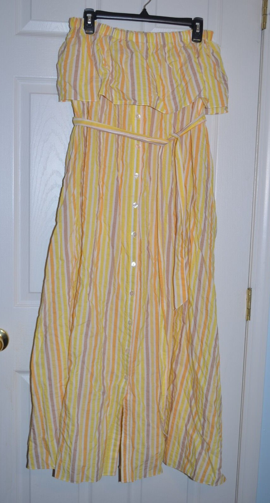 NEW LEMLEM Anthropologie BAHIRI STRAPLESS RUFFLE BELTED SUN YELLOW DRESS $375