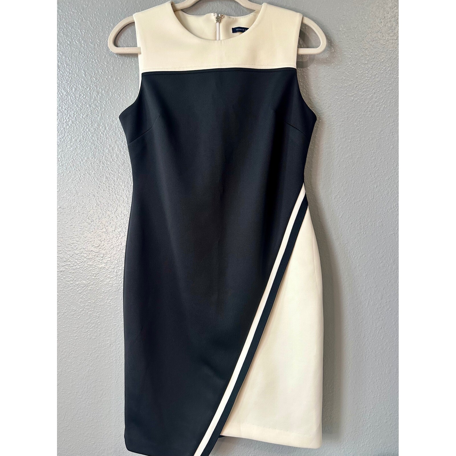 Tommy Hilfiger Color Block Work Dress Sleeveless Career Black White Size 10P