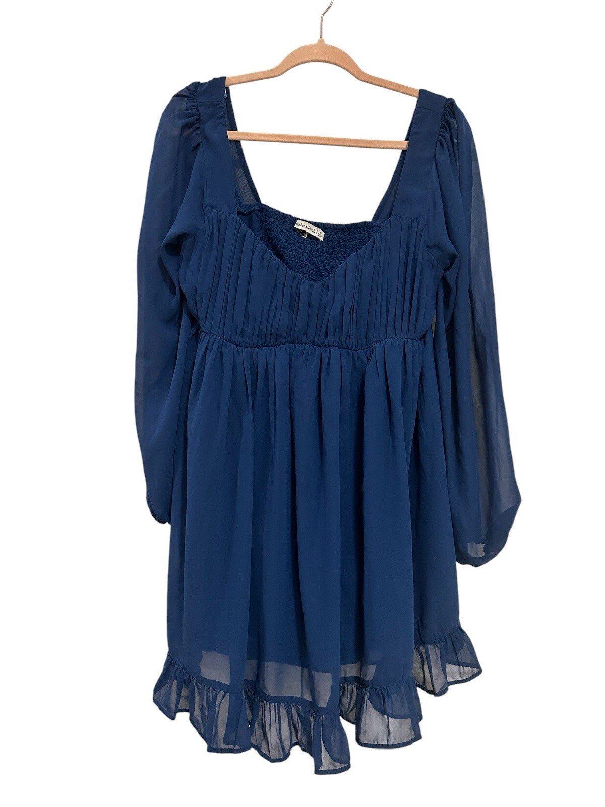Abercrombie & Fitch Women’s Blue Babydoll Dress Ruffle Coquette Fourth of July L