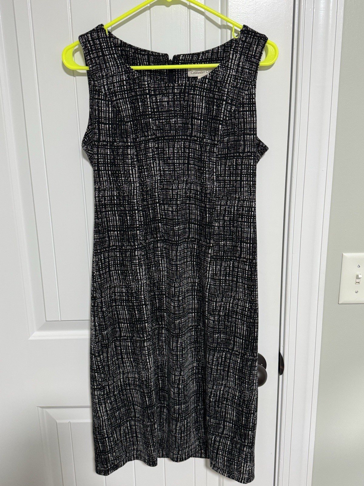 Coldwater Creek Sleeveless Check Ponte Knit Dress Size 6 Black White