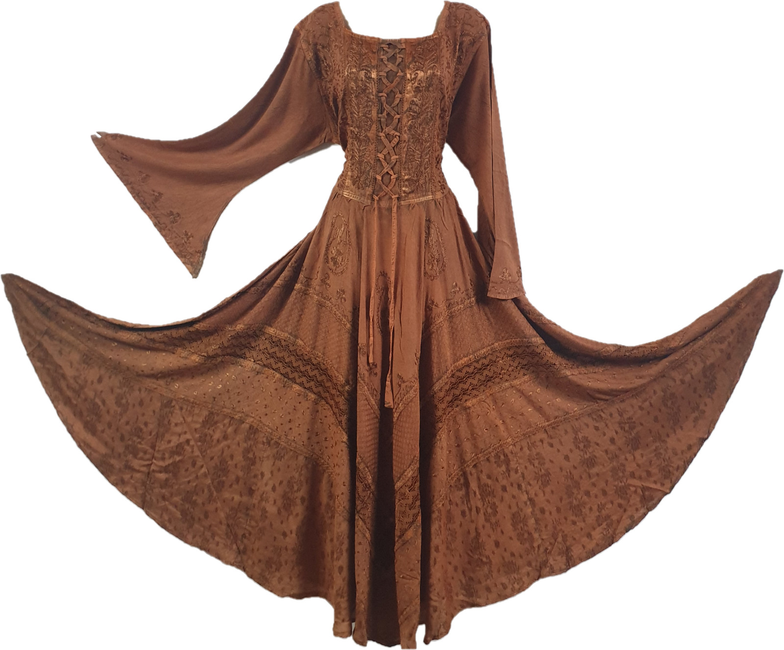 Maxi Dress Long Sleeve Autumn/Winter Formal Rayon Flare Copper 12 14 16 18 20 22