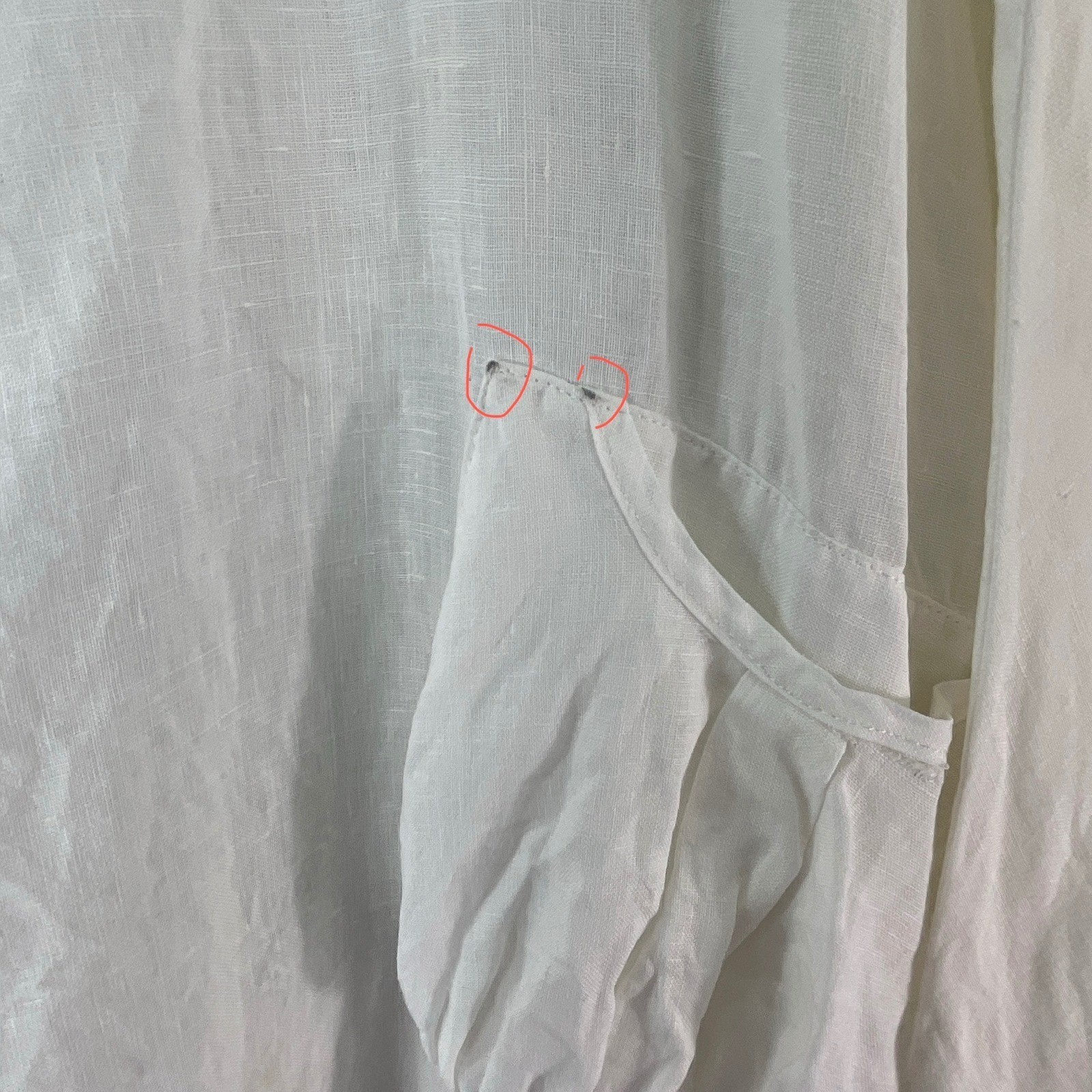 IC Linen Handkerchief Hem Tunic Dress Womens L White Good Lagenlook Pockets Boho