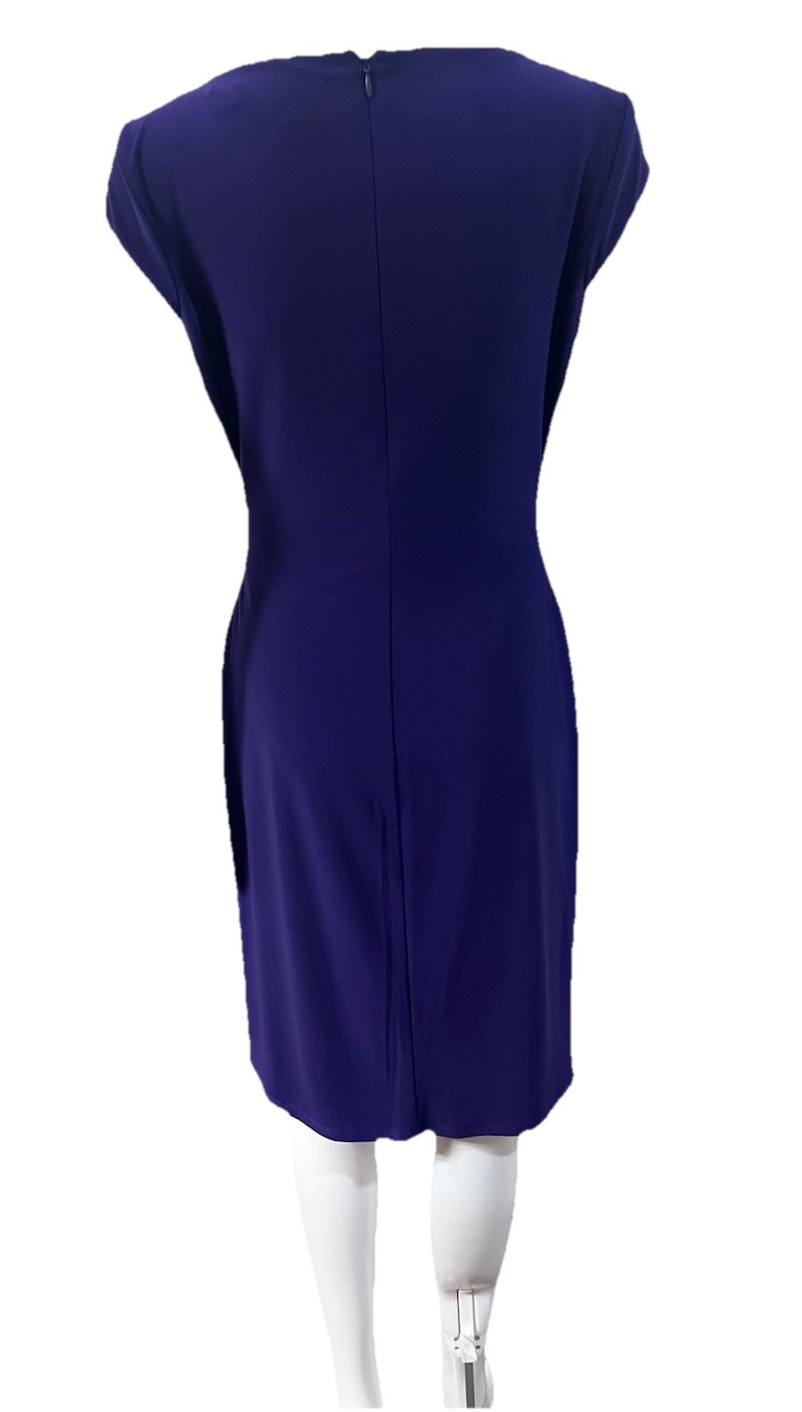 Lauren Ralph Lauren Size 4 Purple Ruched Stretch Dress Faux Wrap Career Church
