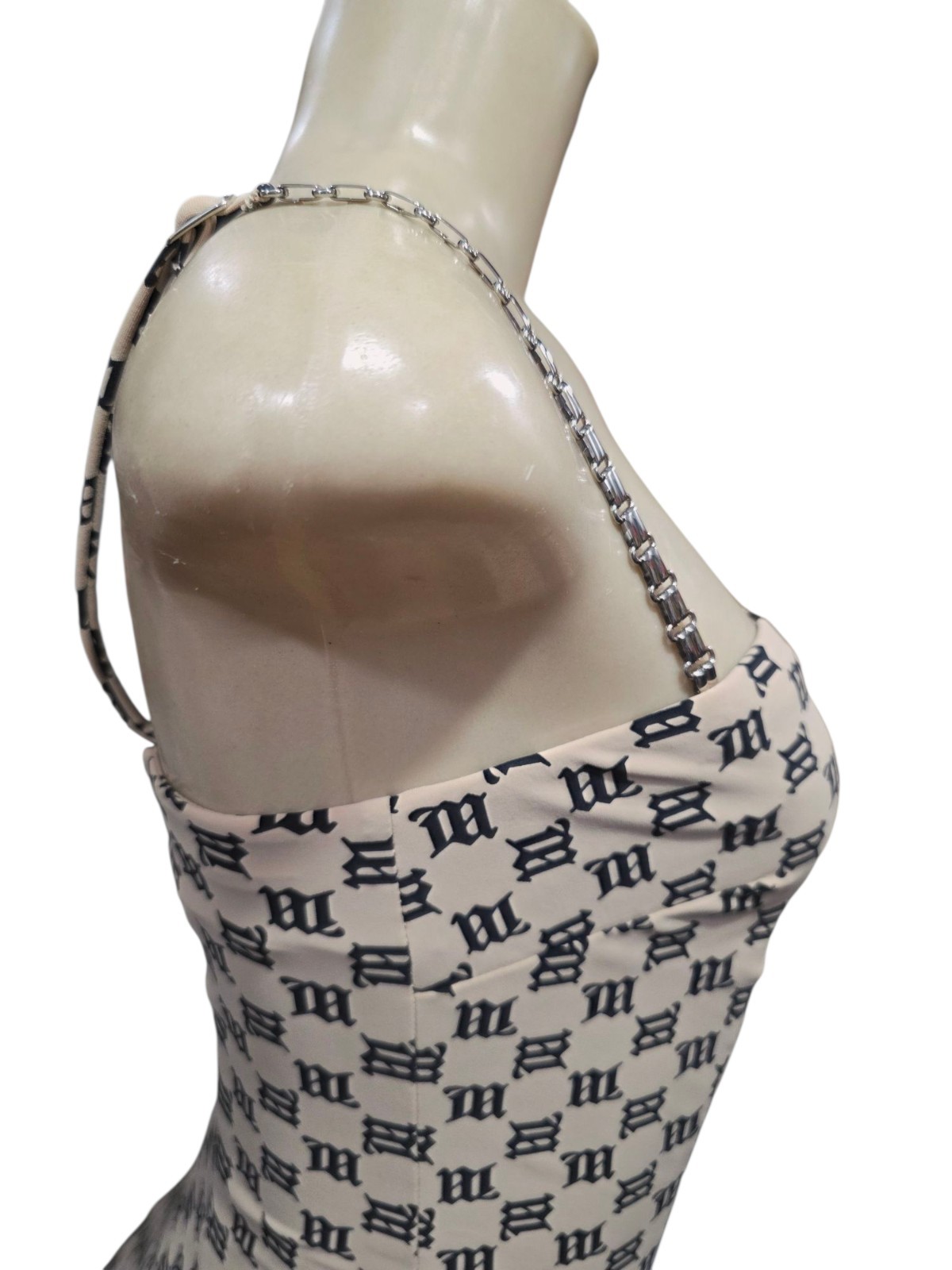 MISBHV Beige & Black Logo Monogram Mini Dress XS