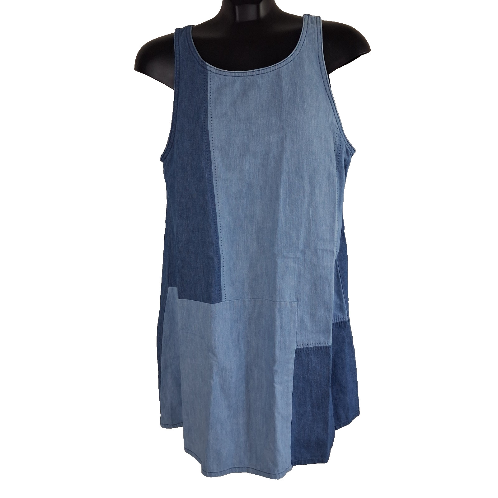 Chelsea & Violet Chambray Blue Sleeveless Pullover Summer Denim Dress Size L