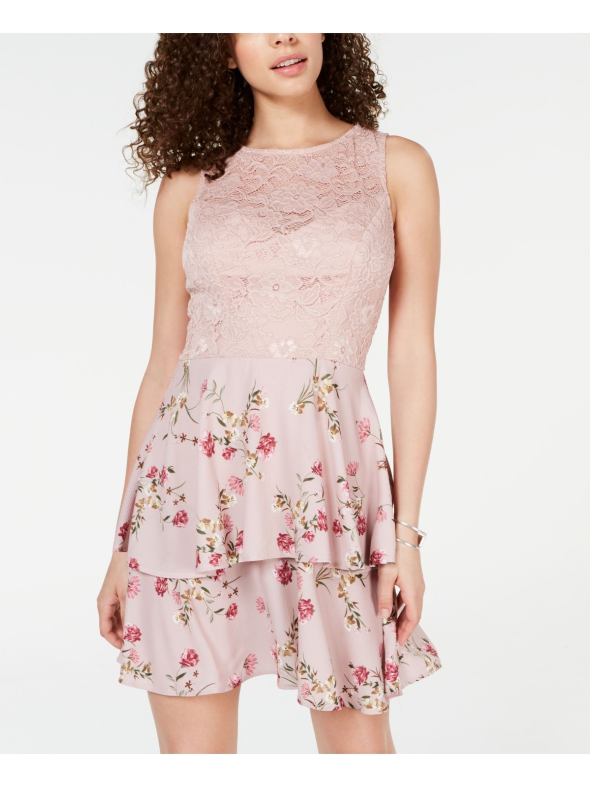 TEEZE ME Womens Sheath Above The Knee Dress Pink Sleeveless Juniors 12