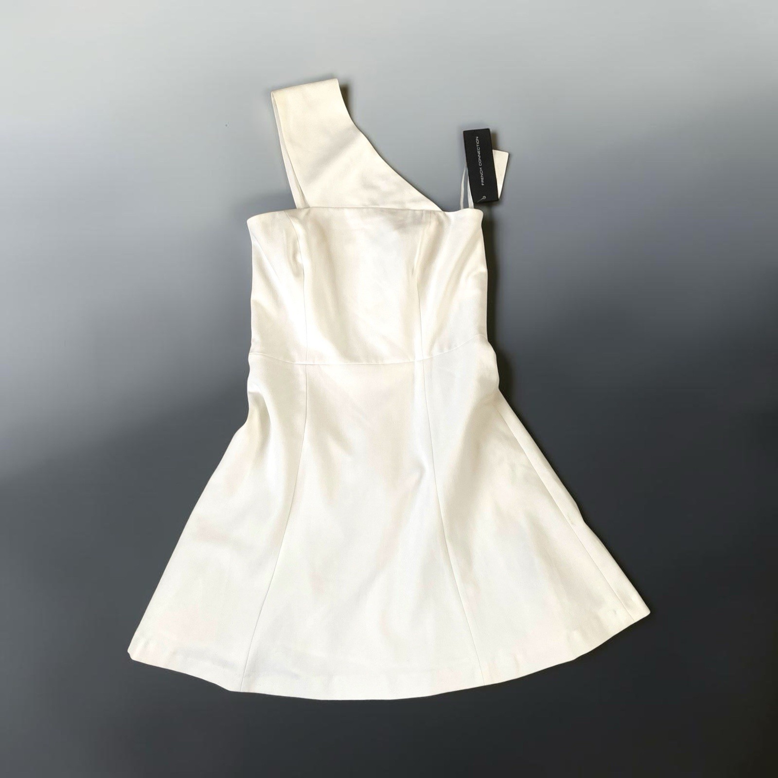 French Connection White One Shoulder Mini Dress Size 6 NWT Bridal Wedding $158