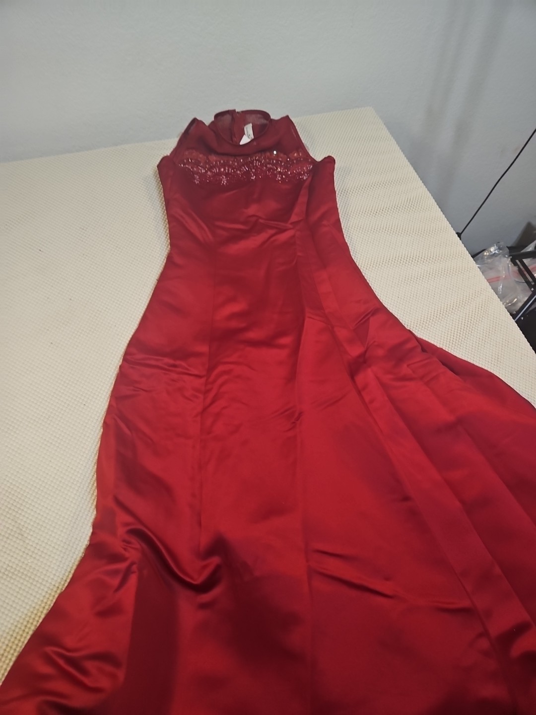 Cherish Apparel womens red satin formal dress size 16 Polyester