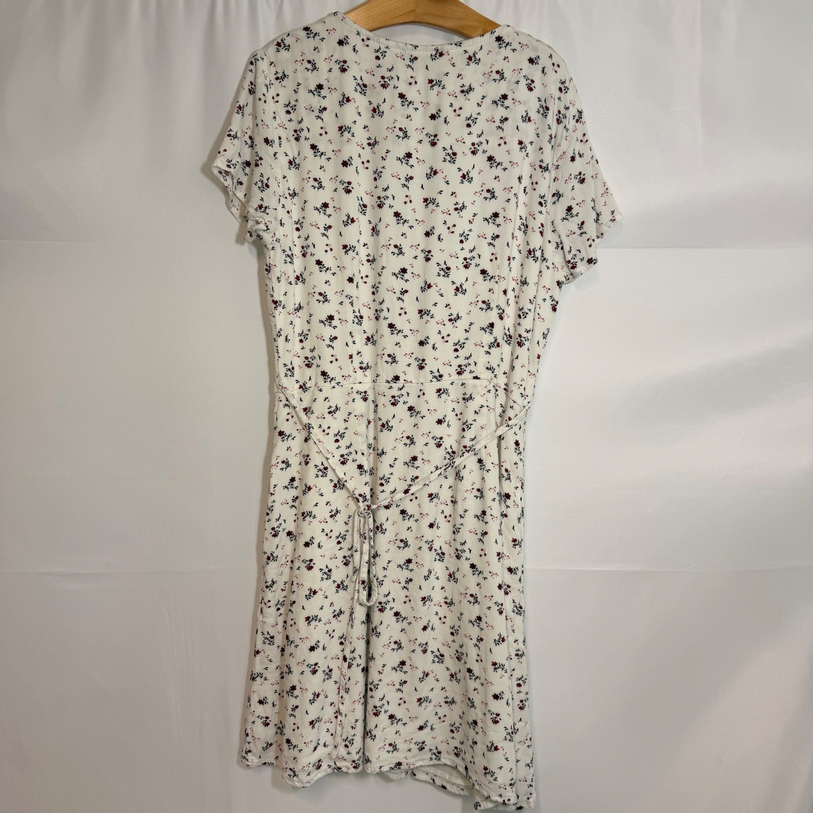 Abercrombie & Fitch Cream Floral Button Front Mini Dress XS Short Sleeve V-Neck