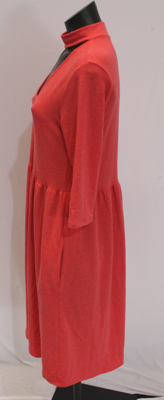 Cherish Women’s Solid 3/4 Sleeve Cutout Neckline A-Line Dress EH6 Red Medium
