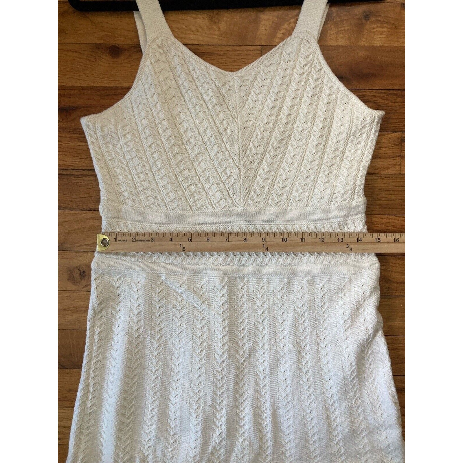 Haute Hippie NWT Cotton Stitch Embroidered Ivory Sleeveless Dress Size Medium