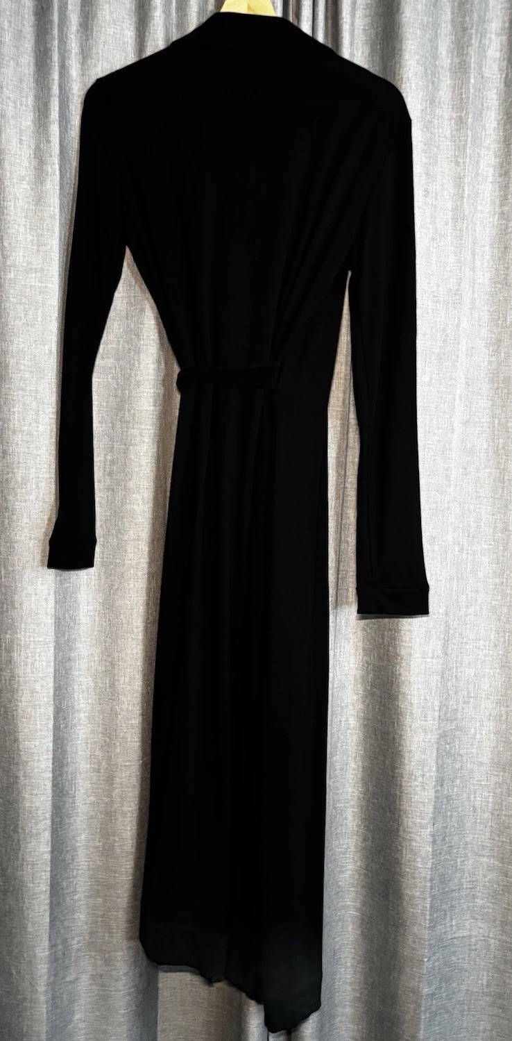 NWT QUINCE 100% SILK JERSEY MIDI WRAP DRESS Size Small Black MSRP $150