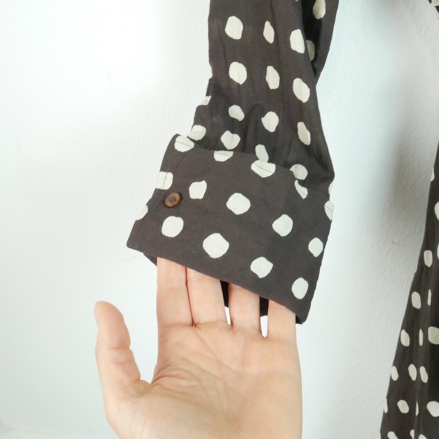 Cotton Wrap Dress Midi Chocolate Brown Polka Dot Twee Spring Retro S M Preppy