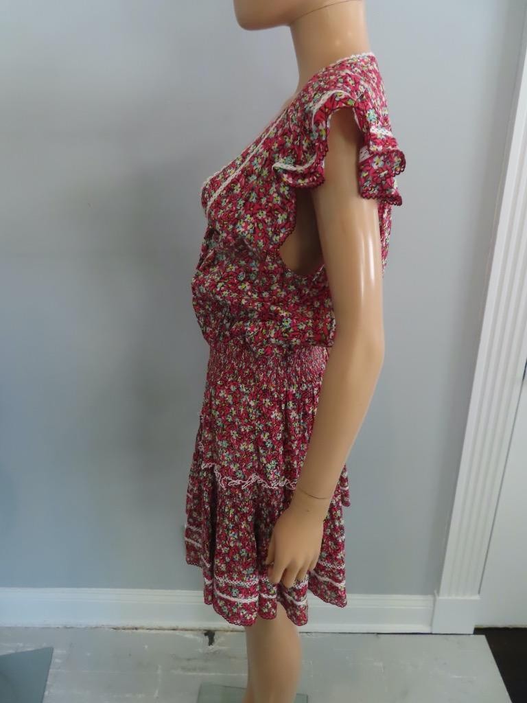NWT Poupette St Barth Pink Paquerette Anais V Mini Dress Size L