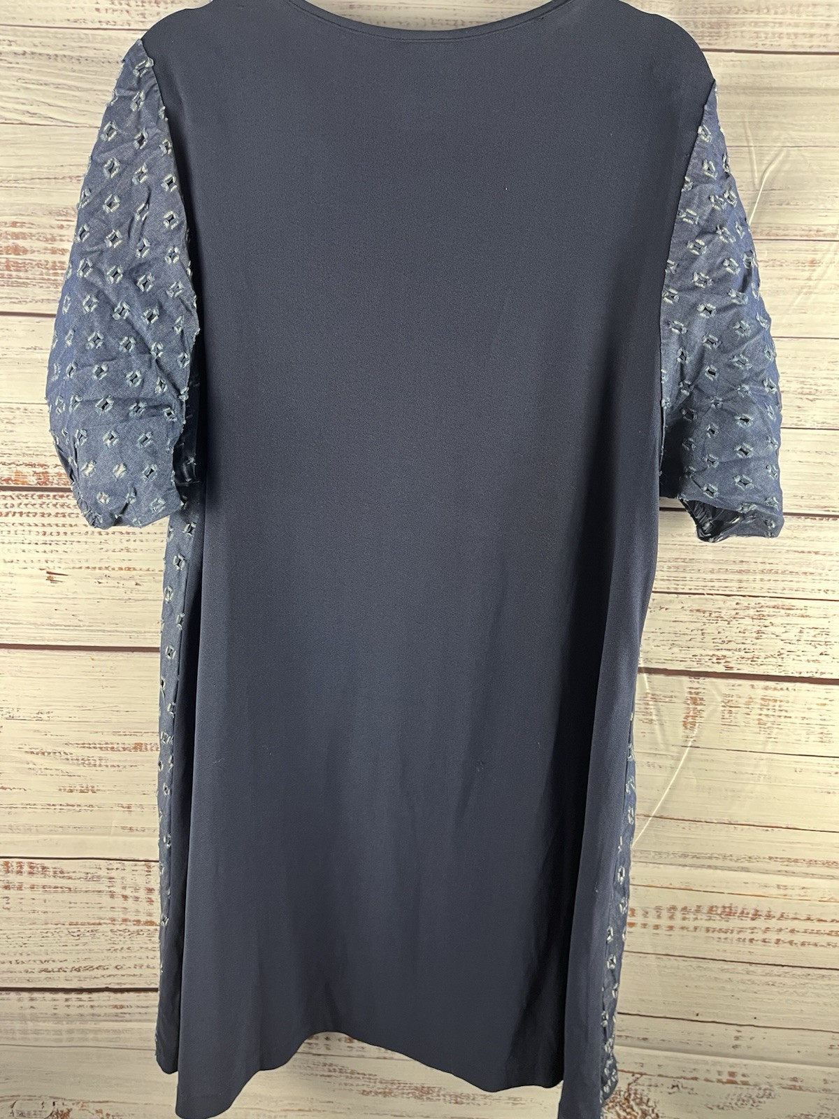 Vivi Violet Weekend Shift Dress Women’s X-Large Blue Denim Puff Sleeves