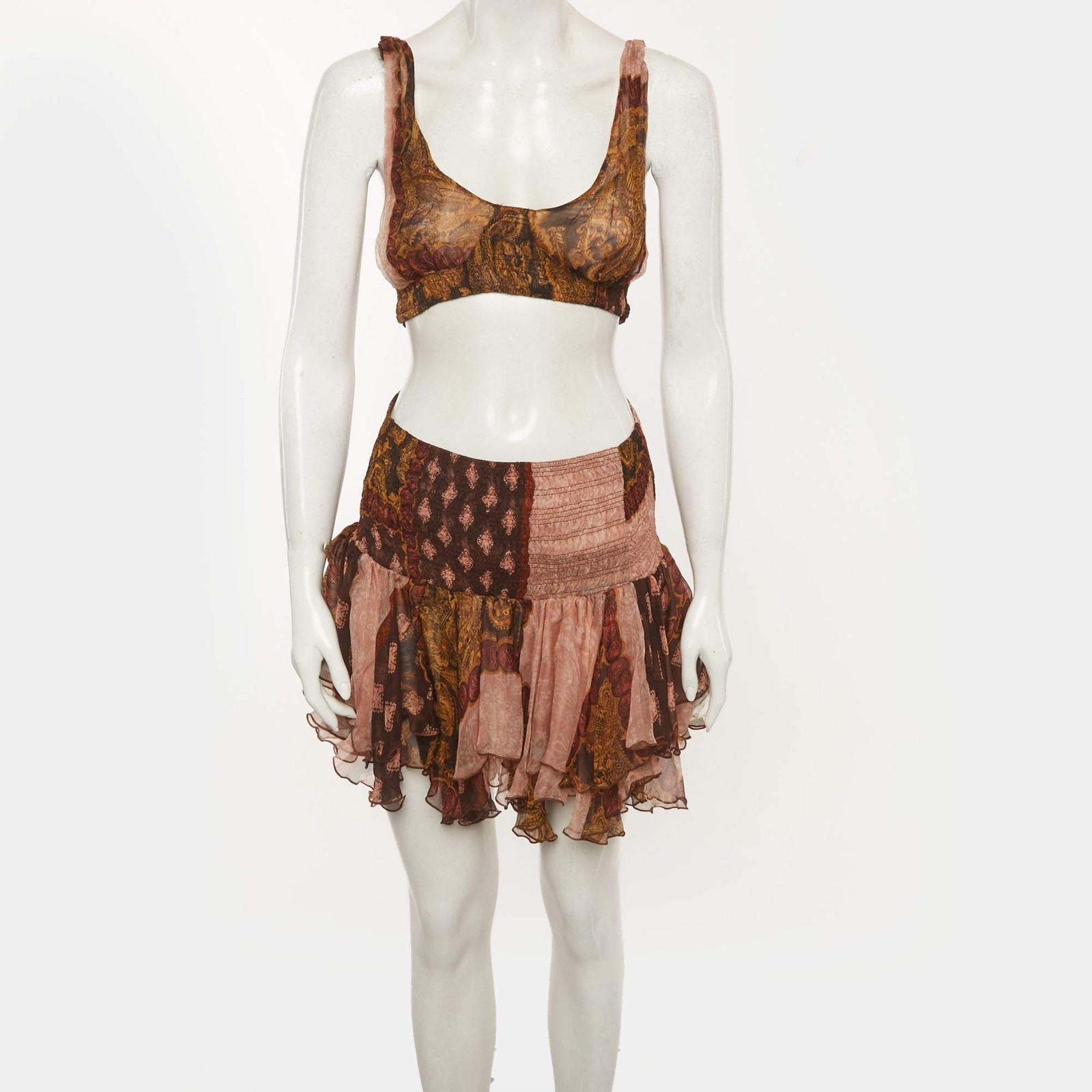 Donde Esteban Multicolor Silk Chiffon Estrellitas Mini Dress XS
