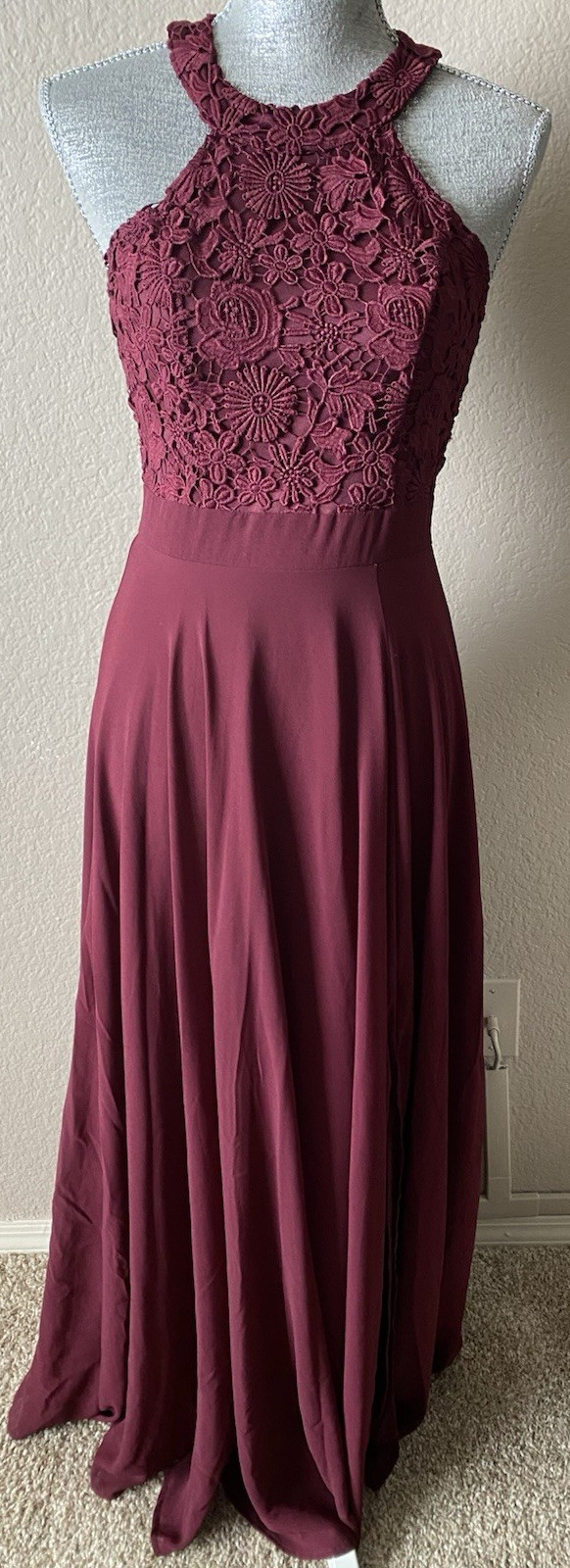 LULUS Picture Perfect Floral Crochet Lace Overlay Maxi Dress Women’s Small