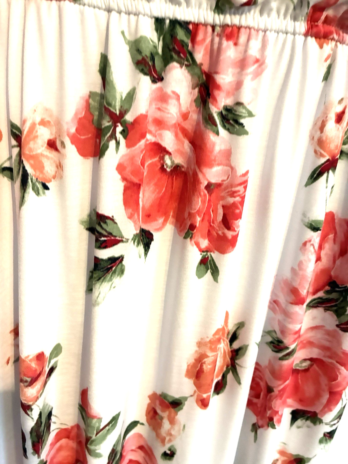 Three Pink Hearts White Pink Multi Floral Print Maxie Dress Ruffle Size M NWT