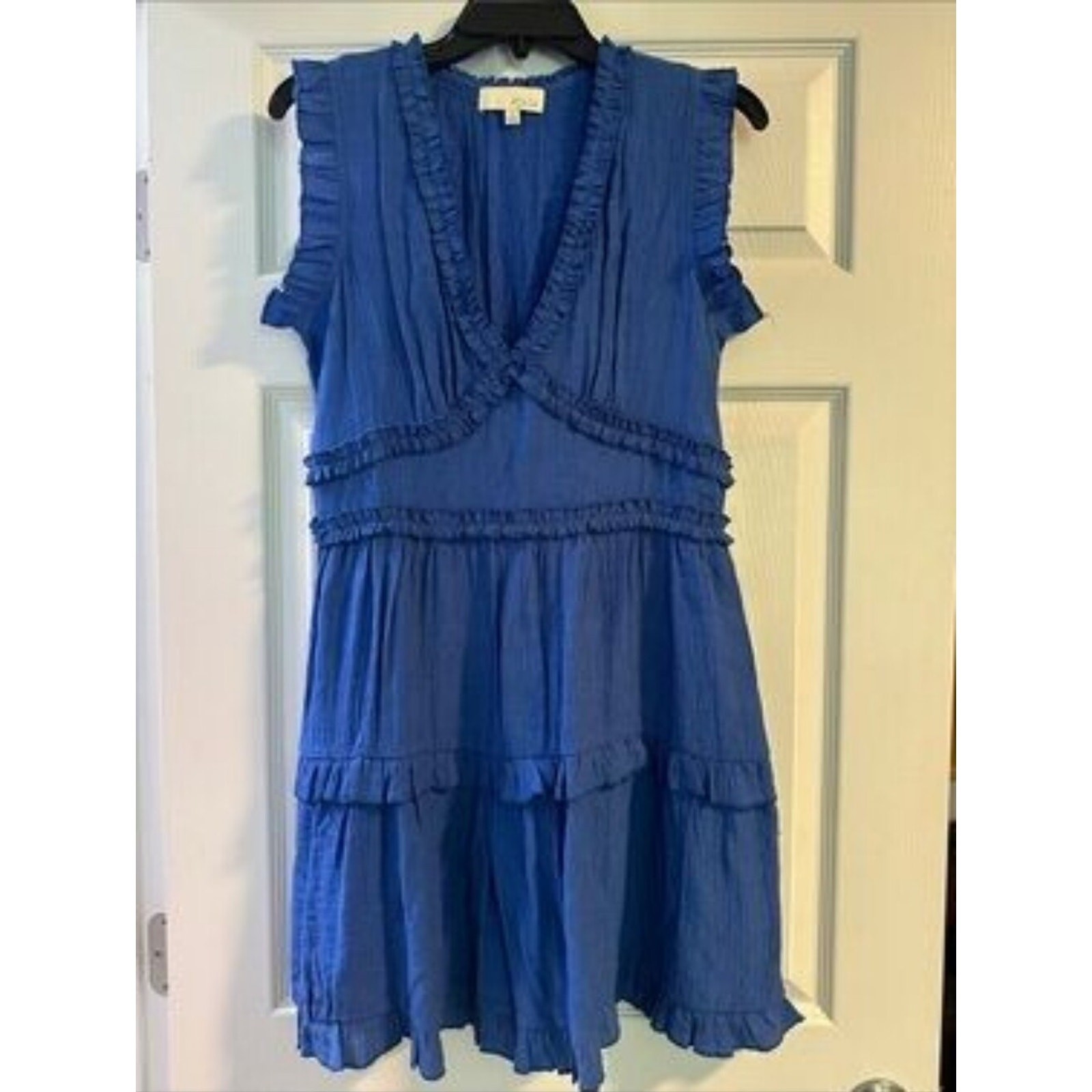 Pinch Blue Ruffle Tiered Dress Women’s Small Boho Sleeveless Midi Mini Dress