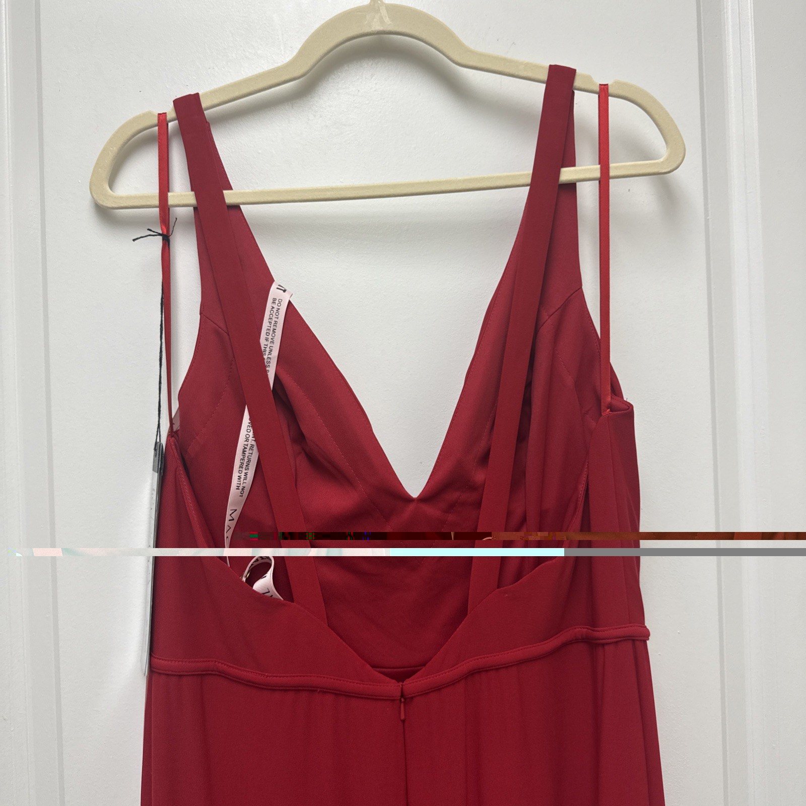 MAC DUGGAL Size 10 Red 25846 Sleeveless Plunge Neck High Slit Formal Gown Dress