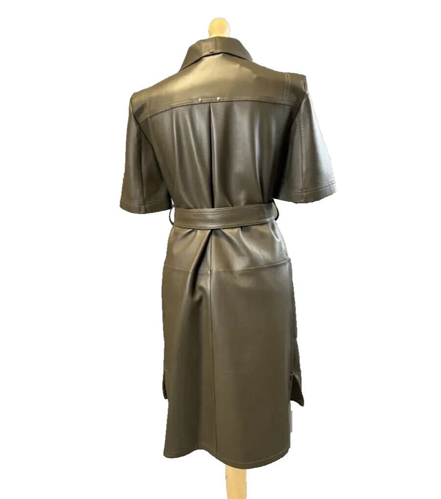 🌟 Sportmax by MAX MARA Nappa LEATHER Dress Usa2_ It36_ De32_ Uk4_ Fr34