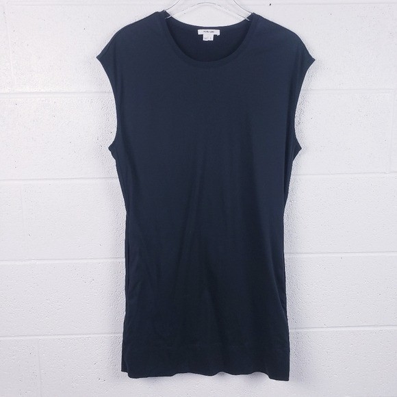 Helmut Lang Black Quell Jersey T-Shirt Mini Dress Short Sleeve Pockets Size S