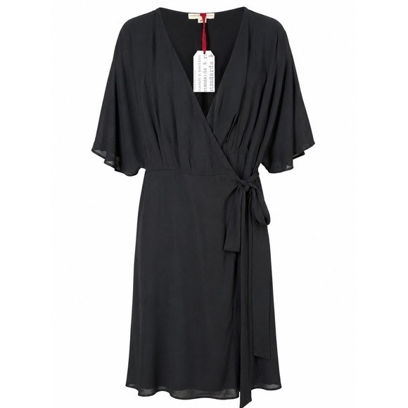 Standards & Practices 3X Black Kimono Wrap Dress NWT