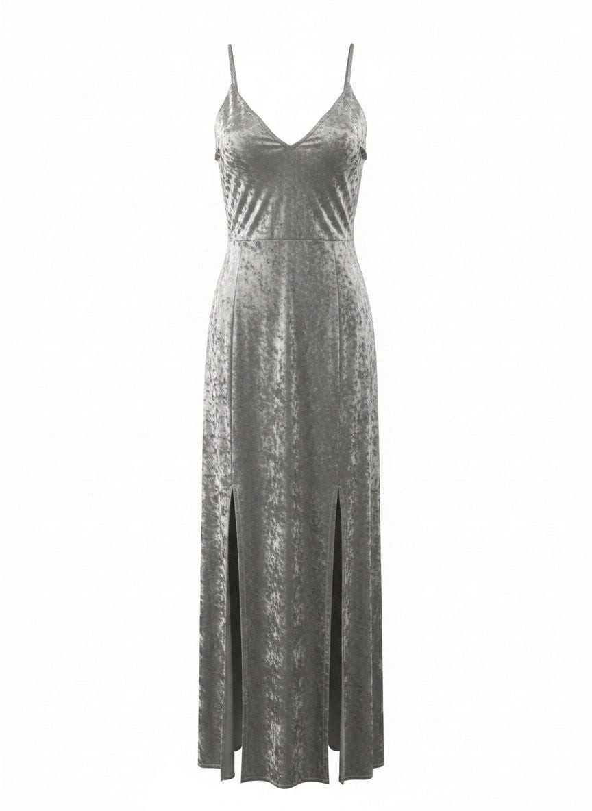 Calvin Klein Crushed Velvet V-Neck Maxi Dress