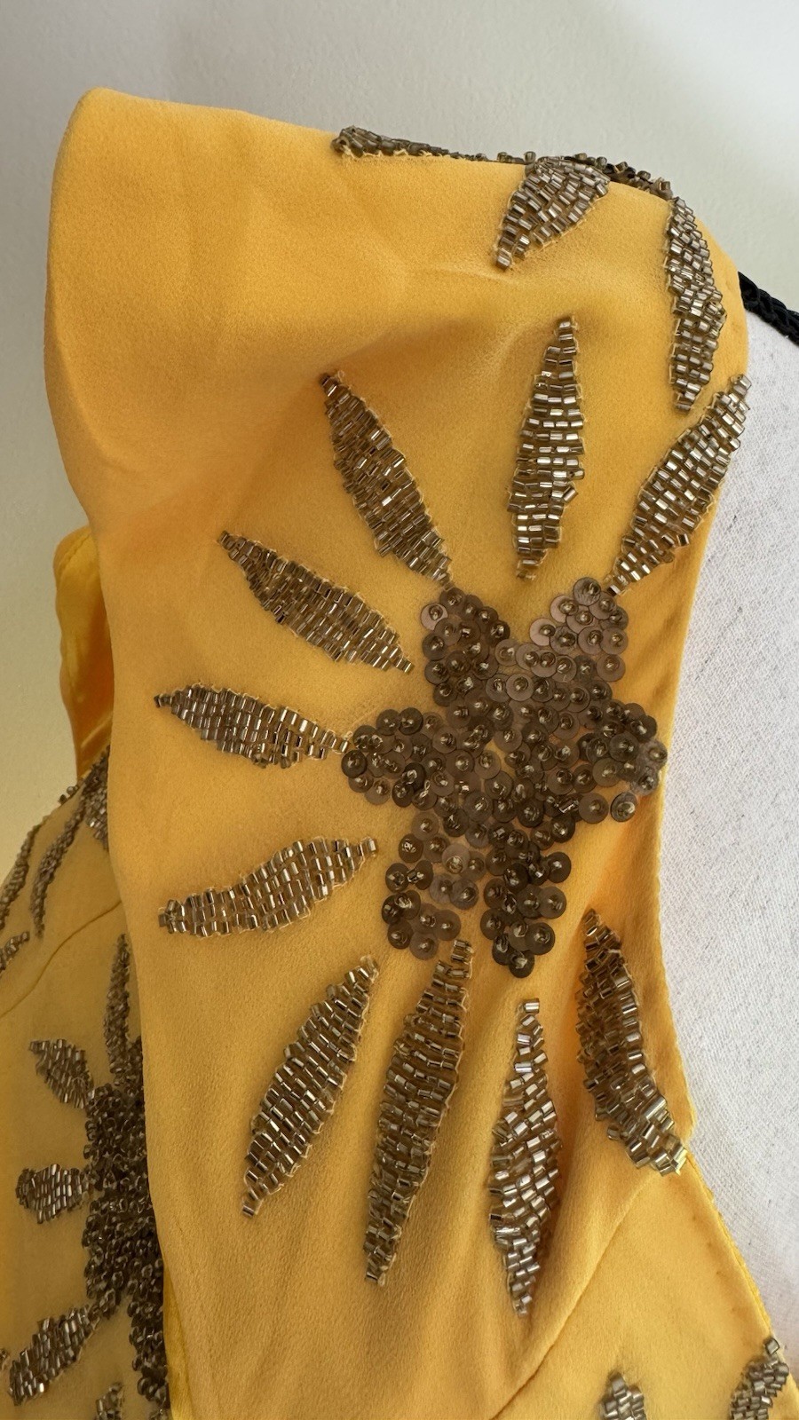 Beaded Golden Yellow Wedding Guest Midi Dress US 4-6 Virgos Lounge UK10