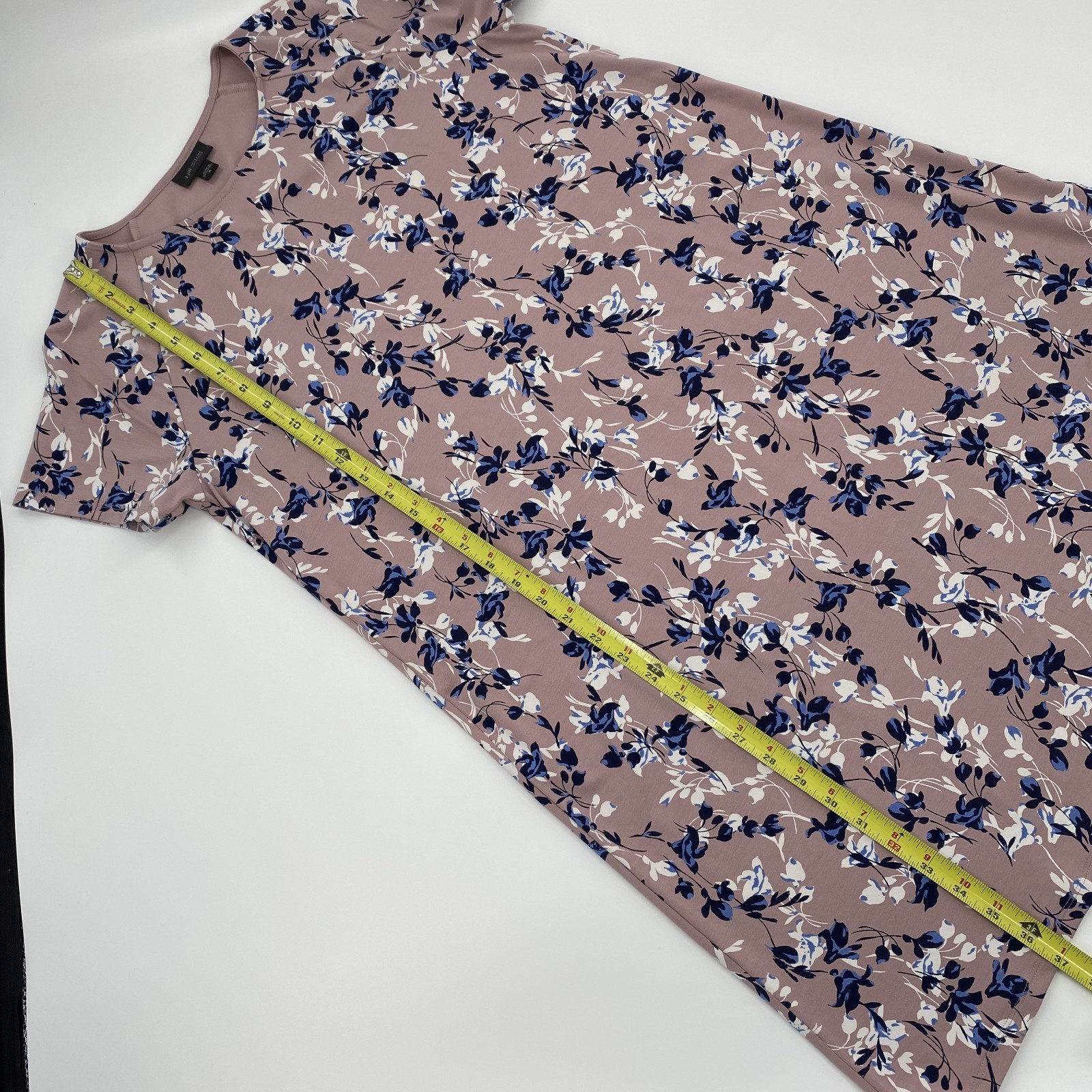 J.Jill Wearever Collection Pink with Blue and White Floral Print T-Shirt Dress M