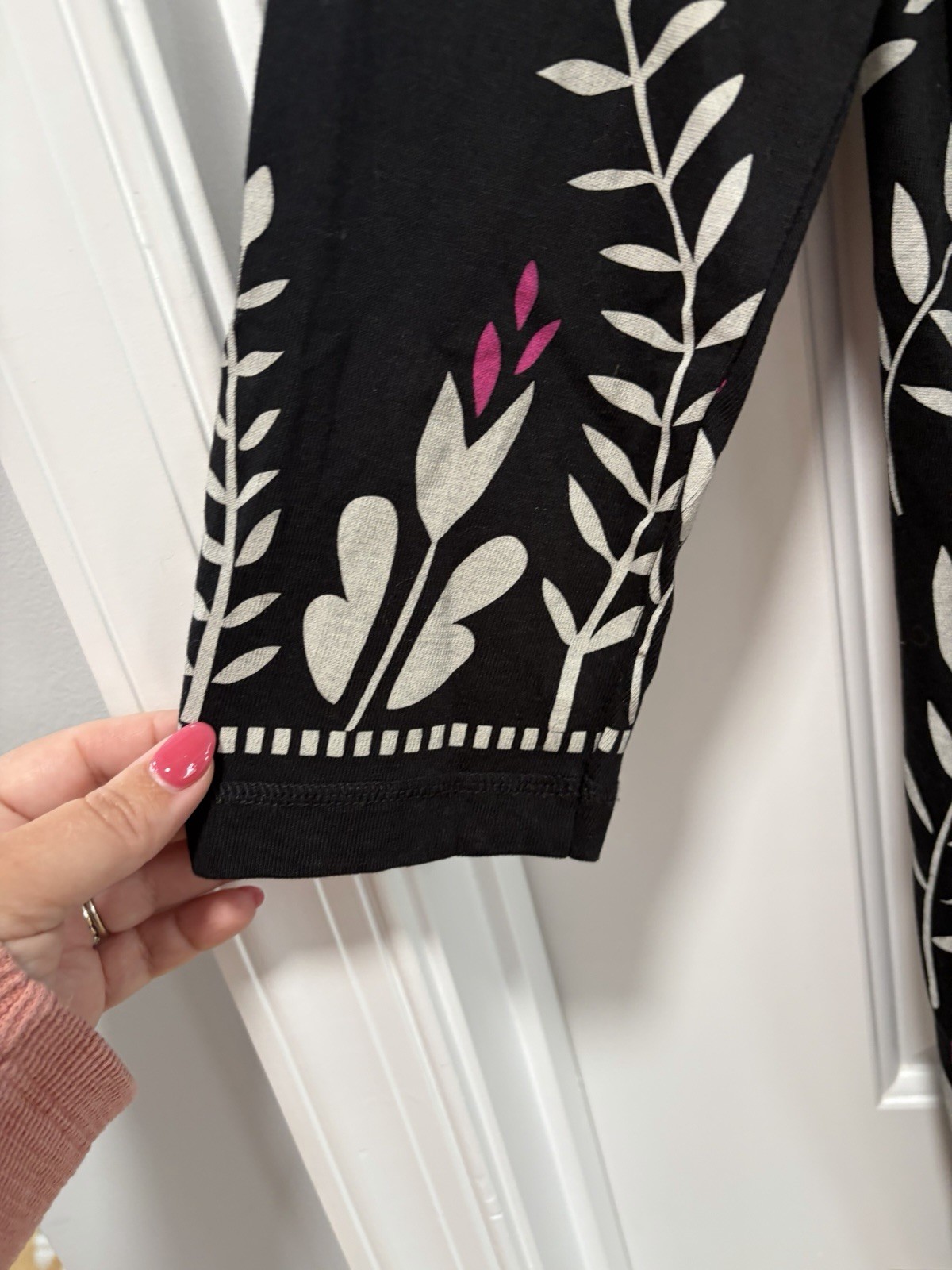 Gudrun Sjoden size Small Black Long Sleeve Dress Grey Flowers Organic Cotton