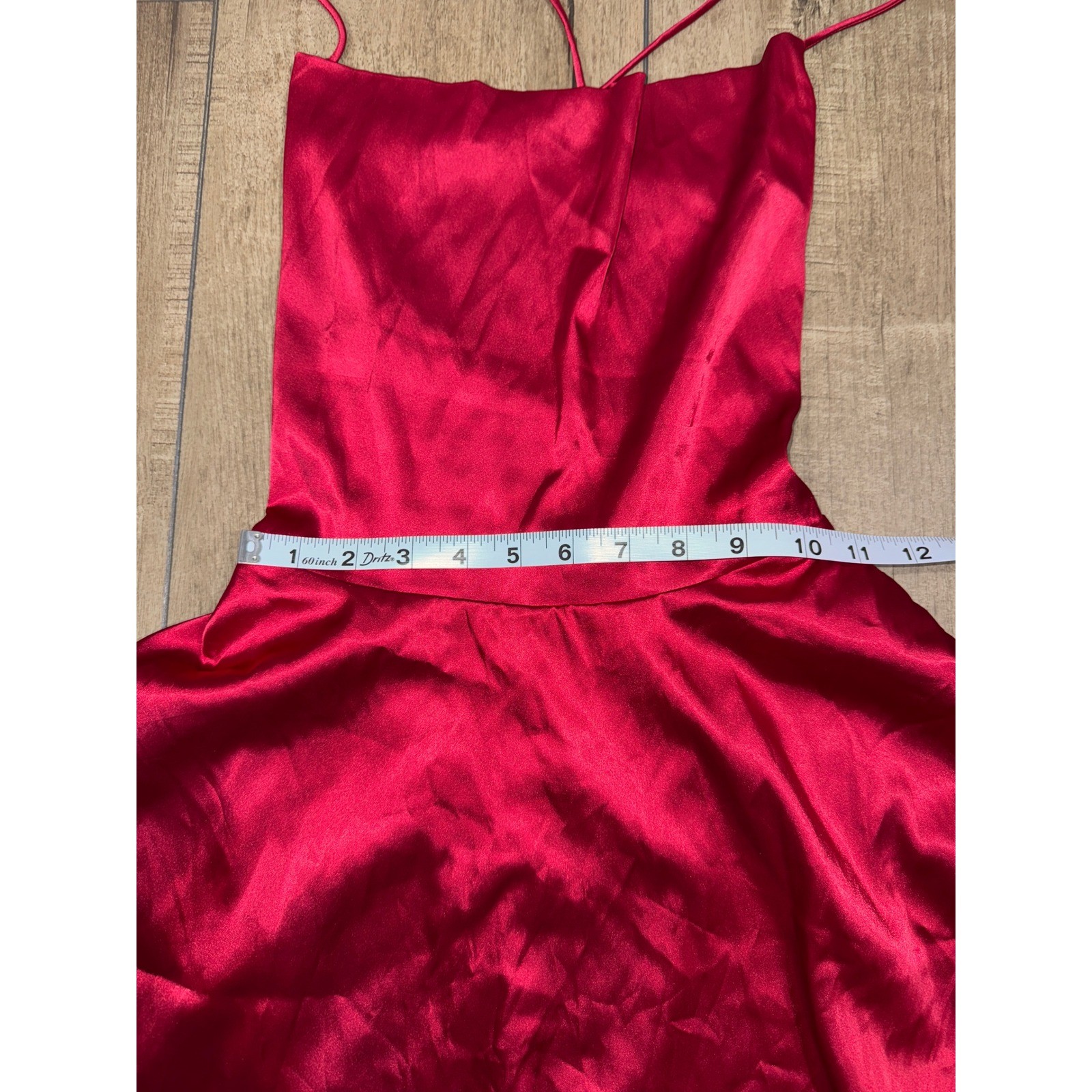 Satin Spaghetti Strap Lace Up Back Mini Dress party formal