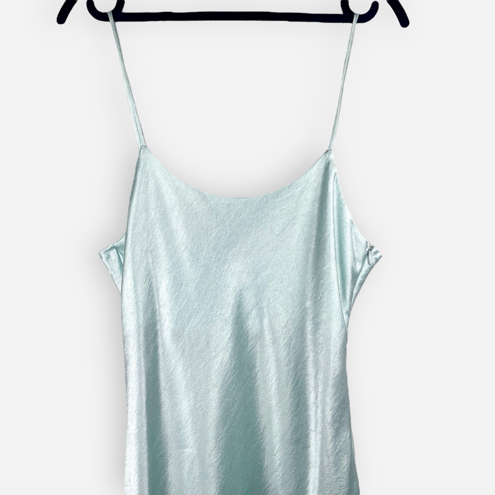 Double Zero Mint Green Slip Dress Long Medium Satin Bias Cut Spaghetti Straps