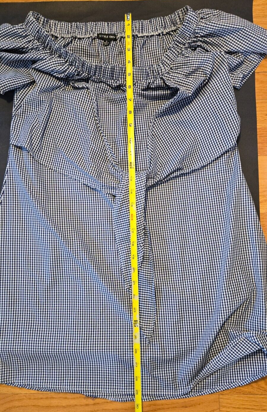 Style Envy Blue and White Front Tie Shirt Dress Women Size Large Cotton Blend