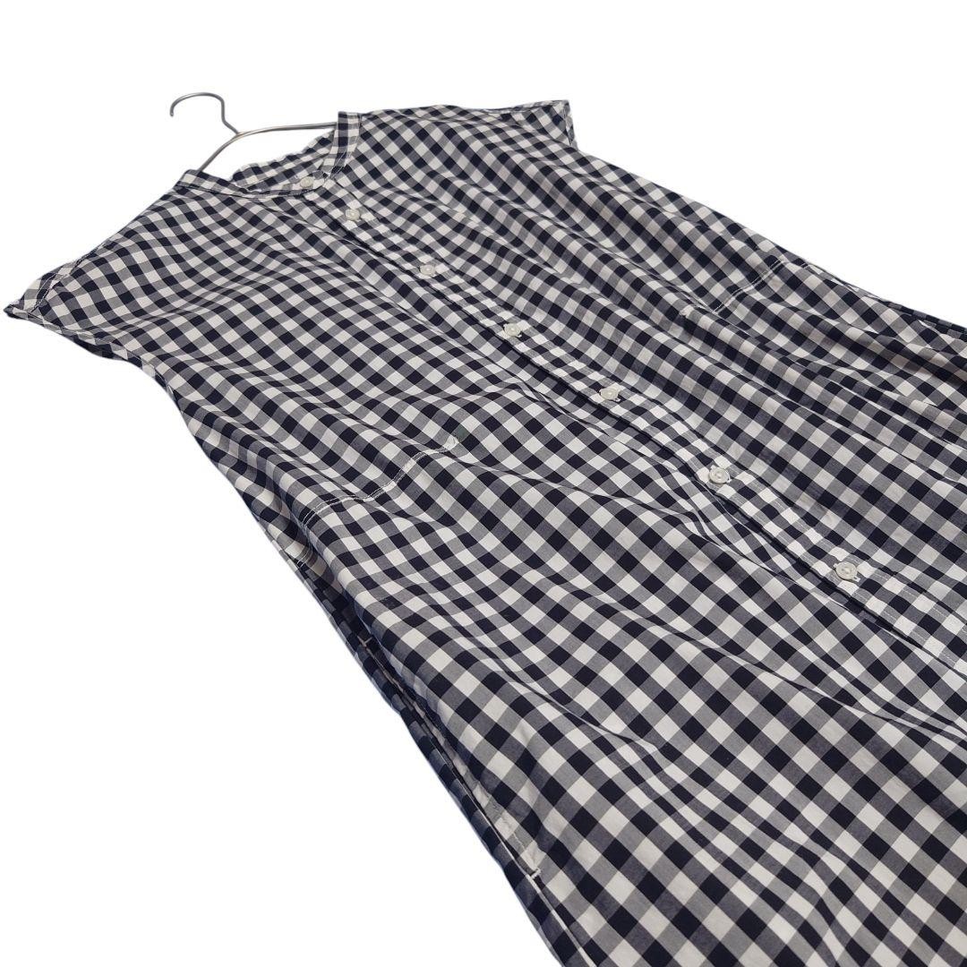 MUJI Gingham Check Dress L Black White A Line with Pockets