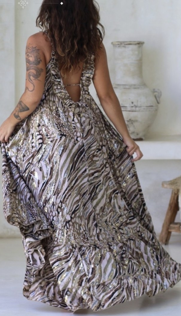 Laraethnics Long Angeline Desert Kaki Maxi dress size TU