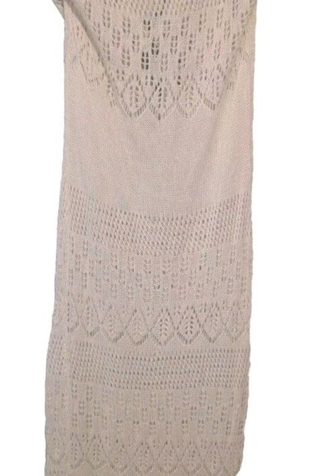Hera Collection Crochet Knit Sleeveless Midi Dress Beige Small Boho Beach NWT